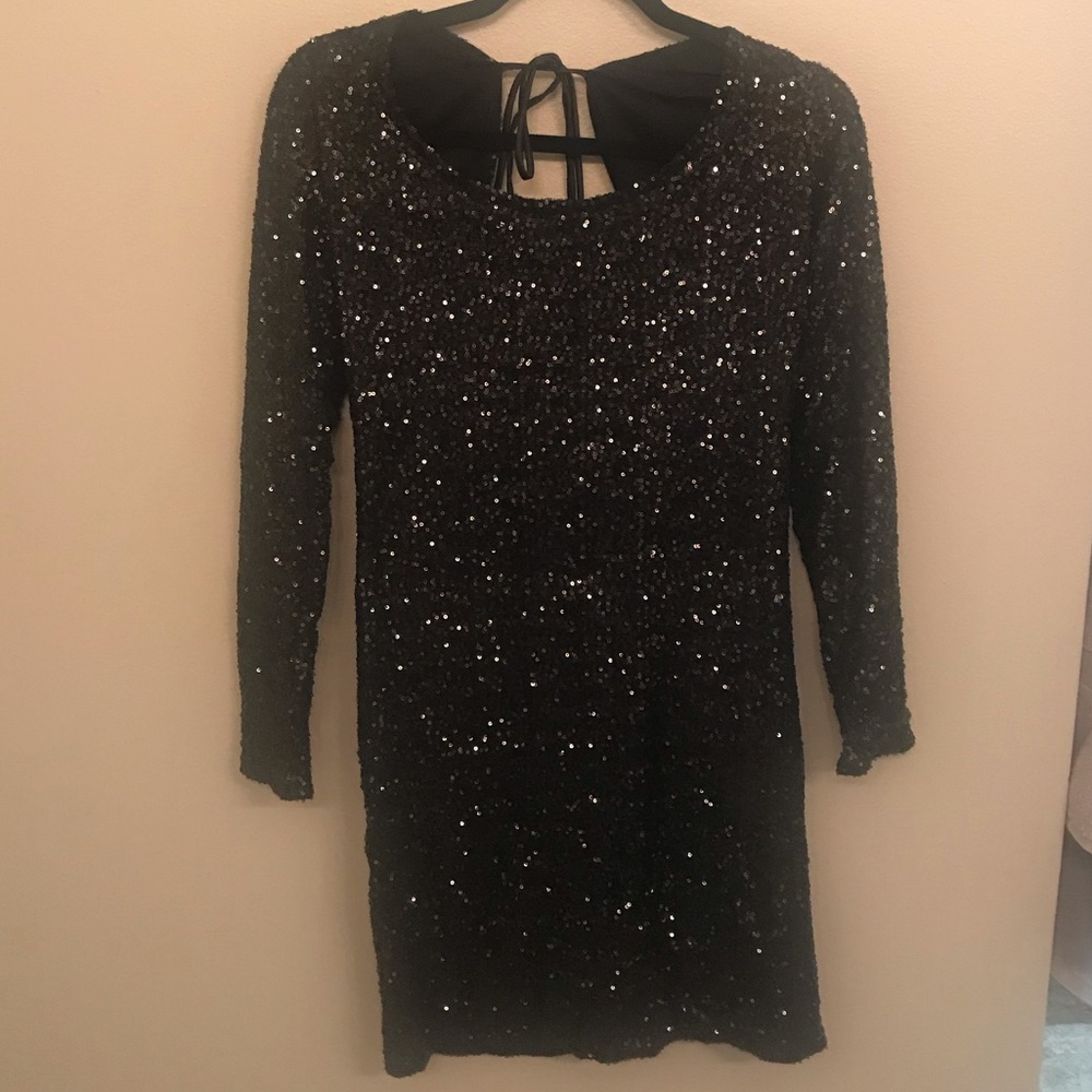 Backless sequin cocktail dress, size medium